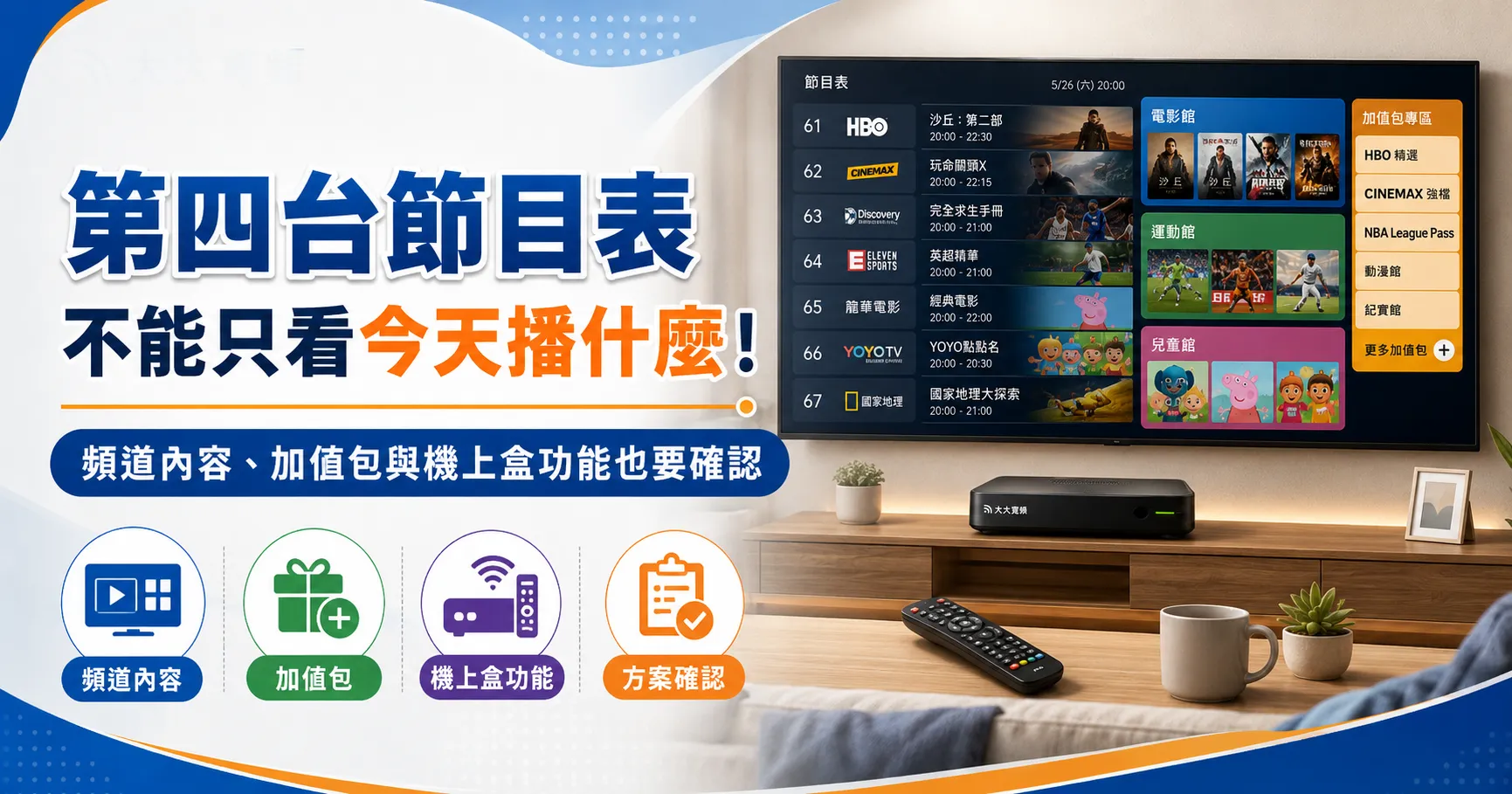 第四台節目表怎麼看才不會選錯方案?電影、運動、兒童頻道與機上盒整理-1